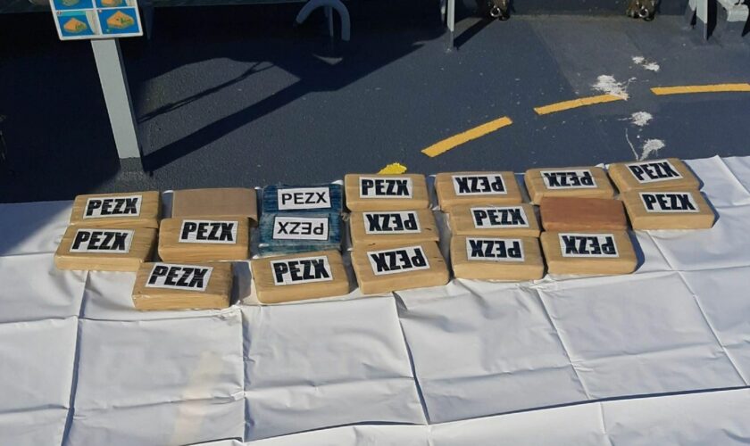 Approximately one tonne of cocaine was seized from the ship. Pic: PA