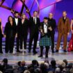 Richard Gadd, center, and the team from "Baby Reindeer" accept the award for outstanding limited or anthology series during the 76th Primetime Emmy Awards on Sunday, Sept. 15, 2024, at the Peacock Theater in Los Angeles.(AP Photo/Chris Pizzello)