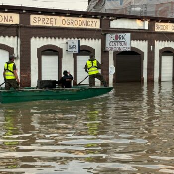 Boats better than cars in Polish town where floods have damaged 80% of homes