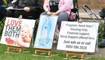 Pro-life campaigners outside the Marie Stopes clinic in Ealing, west London