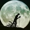 Moon behind the Pilgrim statue near Pontrhydfendigaid in Wales. Pic: Dafydd Wyn Morgan/Cambrian Mountains Initiative