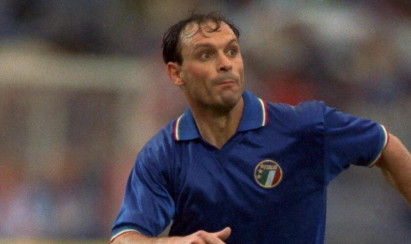 Salvatore Schillaci in action during the 1990 World Cup. Pic: Reuters/Action Images