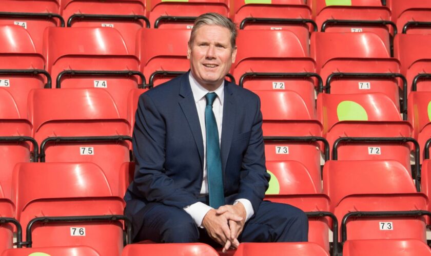 Sir Keir Starmer during a visit to Walsall football club's Banks Stadium. Pic: PA