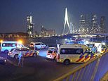 One person is dead and another seriously injured after a man armed with 'two long knives' went on a rampage near a Rotterdam landmark