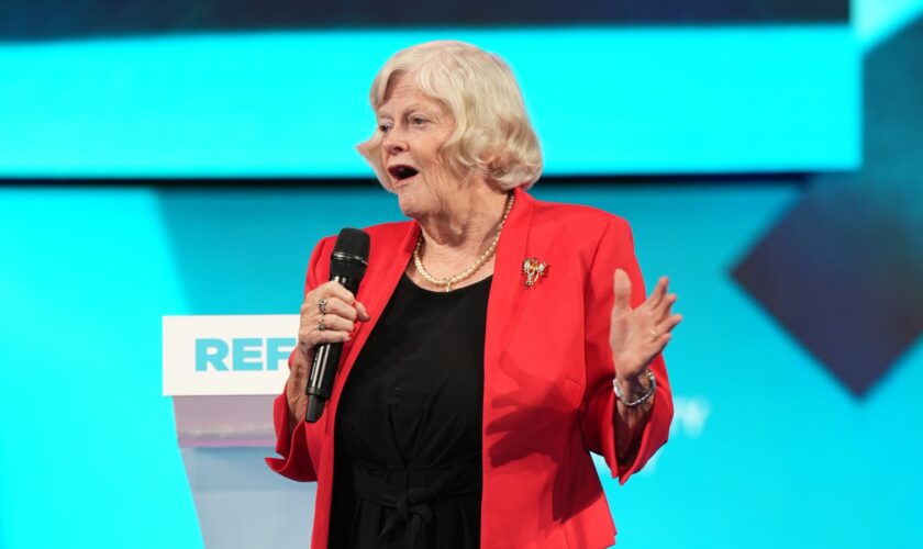 Ann Widdecombe speaking at the Reform conference. Pic: PA