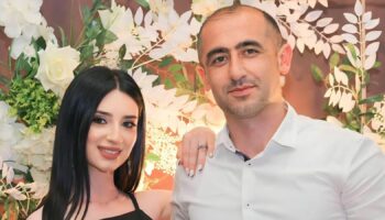 Hasmik Arzanyan (left) fled Nagorno-Karabakh while her husband Armen (right) stayed behind