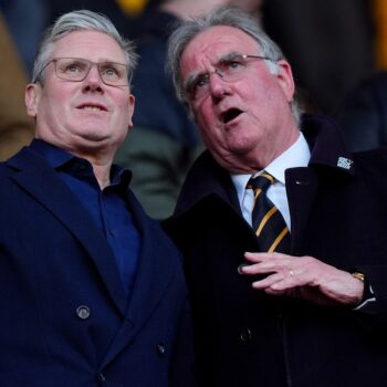 Sir Keir Starmer watches Arsenal take on Wolves at Molineux in April. Pic: PA