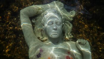 The Alluvia on the bed of the river Stour near the Westgate bridge in Canterbury, Kent. Pic: Jason deCaires Taylor