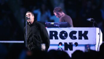 Liam Gallagher performing ahead of the IBF World Heavyweight bout at Wembley Stadium. Pic: PA