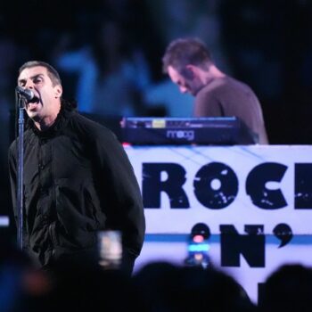 Liam Gallagher performing ahead of the IBF World Heavyweight bout at Wembley Stadium. Pic: PA