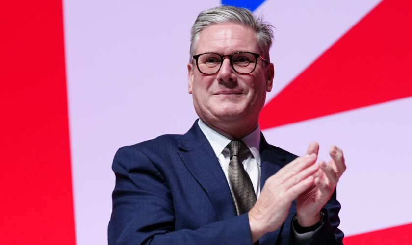 Prime Minister Sir Keir Starmer and Chancellor of the Exchequer Rachel Reeves clap their hands during the Labour Party Conference in Liverpool. Picture date: Sunday September 22, 2024.