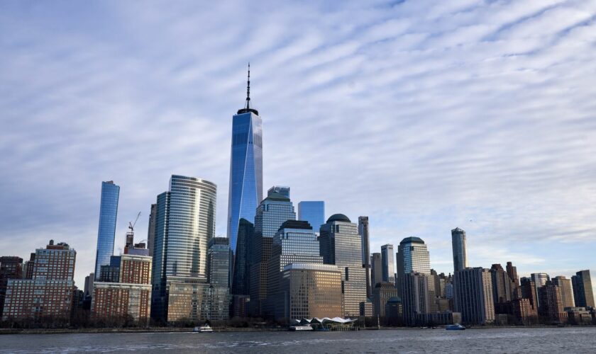 A view of lower Manhattan including the One world trade centre, (centre) New York