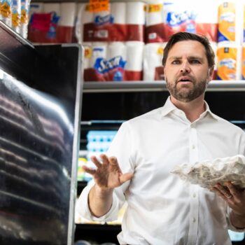 JD Vance claims eggs cost $4 because of Harris — while standing directly in front of a dozen for $2.99