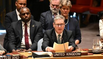 Sir Keir Starmer address the UN Security Council in New York on Wednesday. Pic: PA