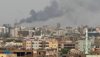 Plumes of smoke rise during clashes between the paramilitary Rapid Support Forces and the army in Khartoum, Sudan, September 26, 2024. REUTERS/Stringer