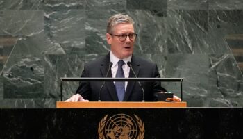 Sir Keir Starmer addresses the United Nations General Assembly. Pic: AP