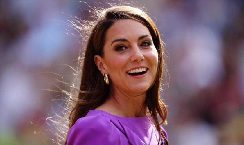 The Princess of Wales during the trophy presentation for the Gentlemen's Singles final on day fourteen of the 2024 Wimbledon Championships at the All England Lawn Tennis and Croquet Club, London. Picture date: Sunday July 14, 2024.