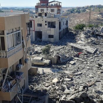 The rubble of destroyed buildings lies at the site of Israeli strikes in Saksakiyeh, southern Lebanon September 26, 2024. REUTERS/Ali Hankir