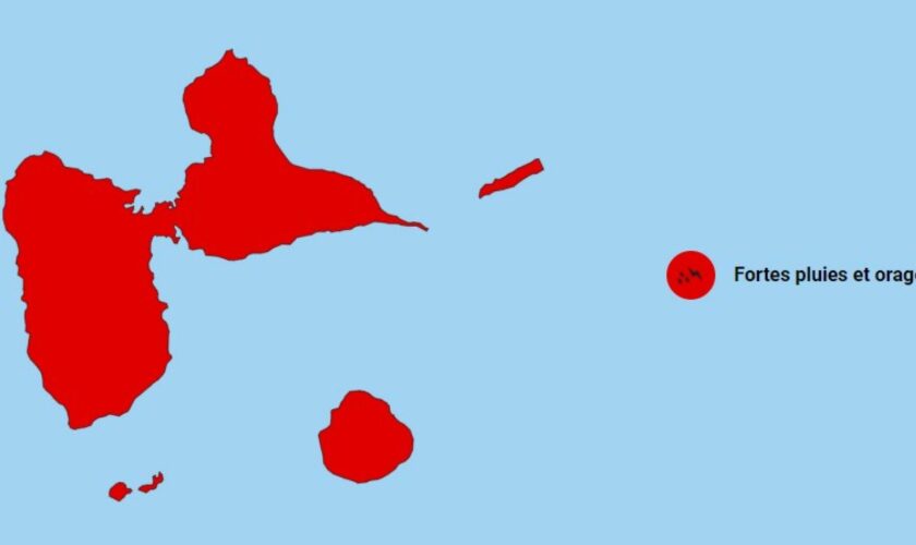 La Guadeloupe en vigilance rouge en raison de « fortes pluies et orages » ce jeudi