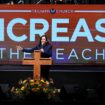 Kamala Harris during the 2020 election campaign at a church in Michigan. Pic: AP