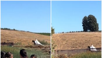 Bride’s family goes wild as she makes dramatic wedding entrance