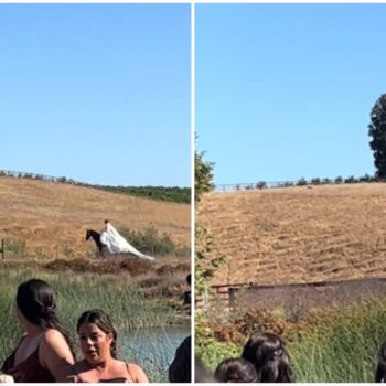 Bride’s family goes wild as she makes dramatic wedding entrance