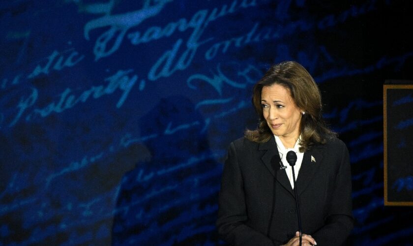 La vice-présidente des Etats-Unis et candidate démocrate pour l'élection présidentielle américaine Kamala Harris, lors d'un débat télévisé avec le candidat républicain Donald Trump le 10 septembre 2024 à Philadelphie (Pennsylvanie)