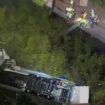 Cheshire Fire and Rescue Service handout photo of emergency services on the scene under a bridge on the M6 in Cheshire where a lorry fell 60 metres from the Thelwall Viaduct between junctions 20 and 21, landing on the embankment below. Issue date: Monday September 30, 2024. Cheshire Fire and Rescue Service/PA Wire