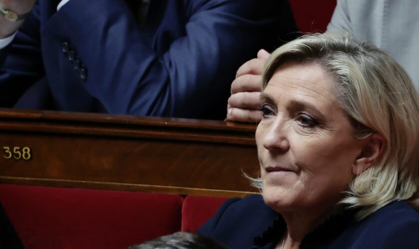 La députée Marine Le Pen (Rassemblement national) dans l'hémicycle de l'Assemblée, le 18 juillet 2024 à Paris