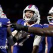 Josh Allen celebrating a touchdown with his team-mates