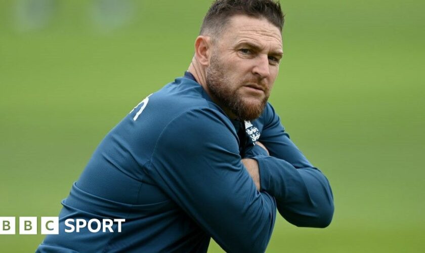 Brendon McCullum leans on a bat