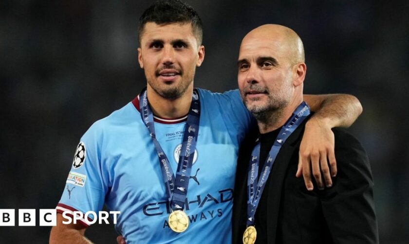 Rodri and Pep Guardiola