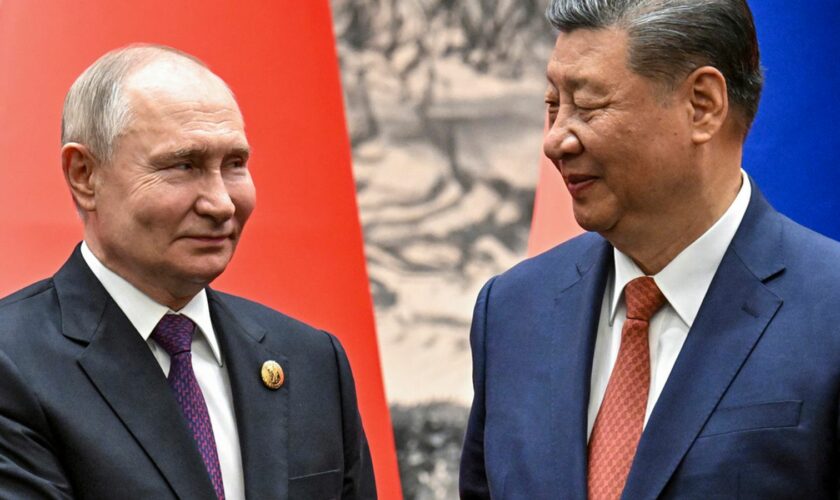 Russian President Vladimir Putin and Chinese leader Xi Jinping in Beijing in May. Pic: AP