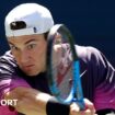 Great Britain's Jack Draper plays a backhand during US Open fourth-round match against Tomas Machac