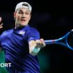 Jack Draper plays a forehand during a Davis Cup tie