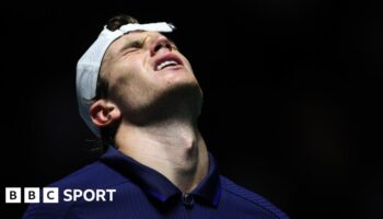 Jack Draper reacts during his Davis Cup defeat against Argentina