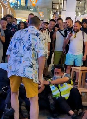 Drunk tourist wrestled by airport police was told he could not have more booze