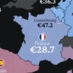 El mapa de los salarios en Europa por horas que muestra donde se sitúa España