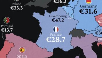 El mapa de los salarios en Europa por horas que muestra donde se sitúa España