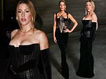 Ellie Goulding puts on a VERY busty display in low cut black corset dress as she joins a glamorous Kate Beckinsale at the Harris Reed show for London Fashion Week