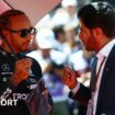 Lewis Hamilton speaks to FIA president Mohammed ben Sulayem on the grid in Baku in 2022