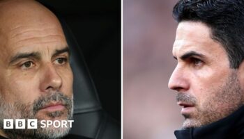 Split image of Pep Guardiola and Mikel Arteta