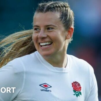 Zoe Harrison (left) in action for England