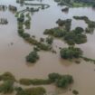 Luftaufnahme der bei Görlitz über die Ufer getretenen Neiße. Foto: Paul Glaser/dpa