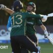 Ireland batters Rebecca Stokell and Alana Dalzell celebrate beating England