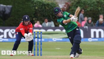 Ireland batter Orla Prendergast hitting a shot