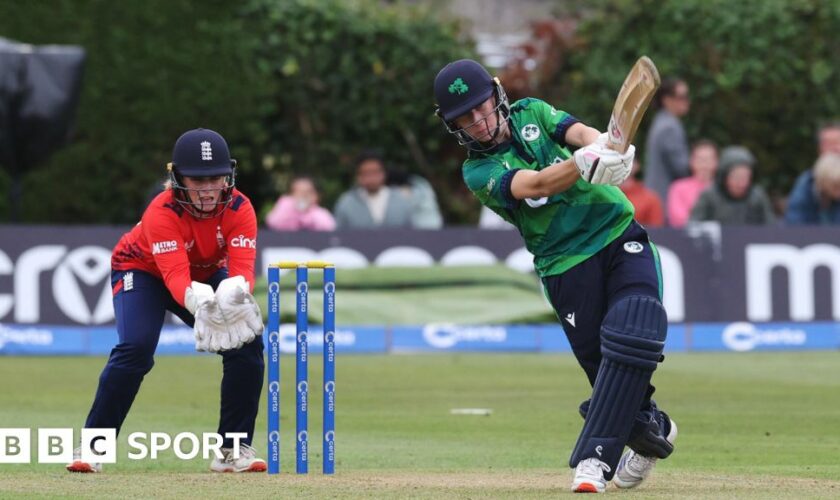 Ireland batter Orla Prendergast hitting a shot