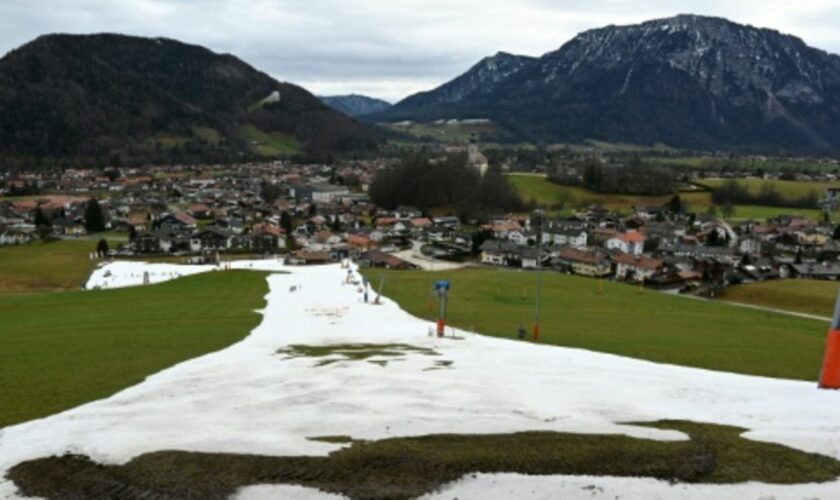 Kunstschneebahn in Bayern im Januar