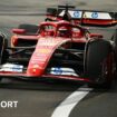 Ferrari's Charles Leclerc slides the car in Singapore Grand Prix first practice