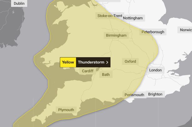 Met Office issues thunderstorm warning with hail and lightning feared - all 71 areas affected